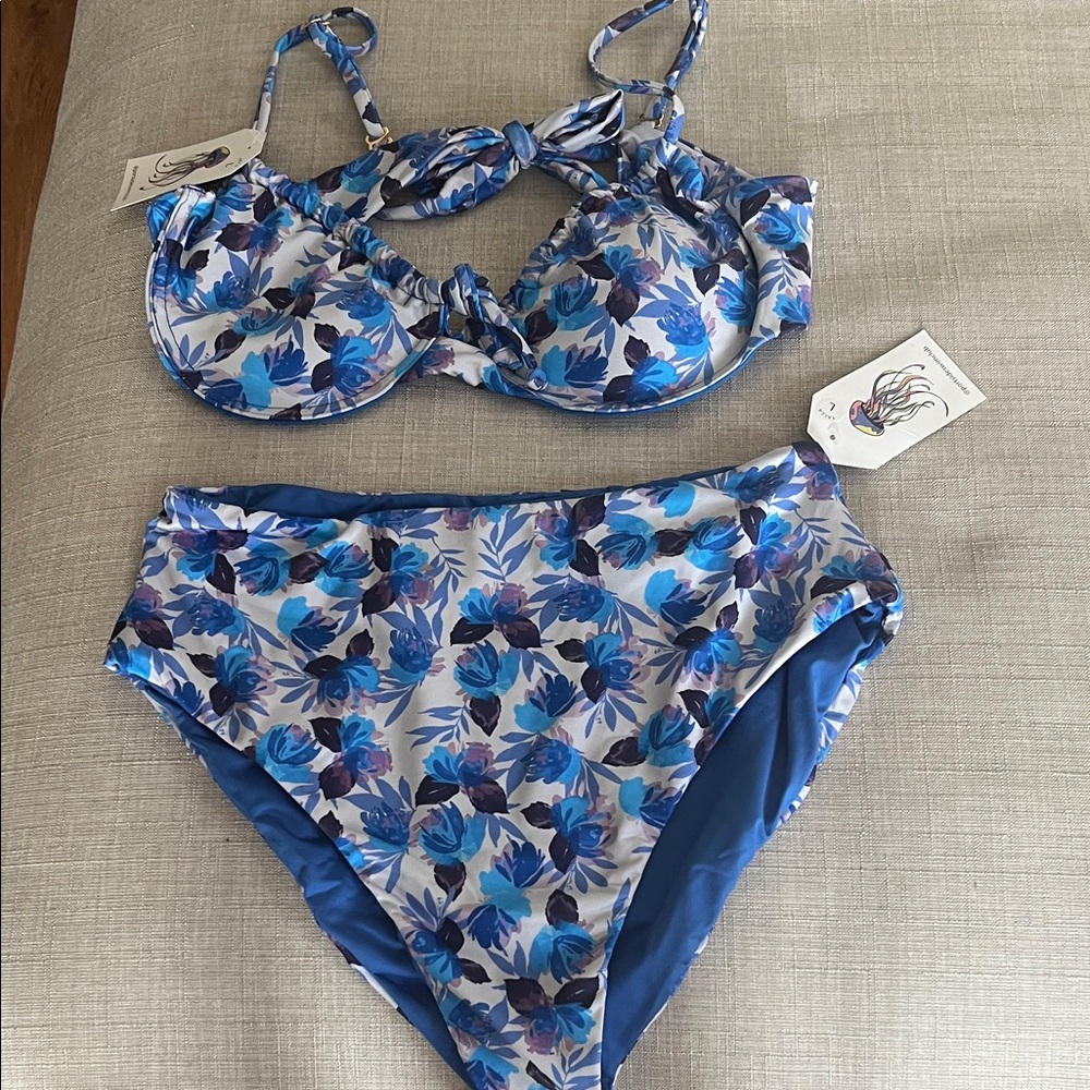 Blue Floral Bikini Set